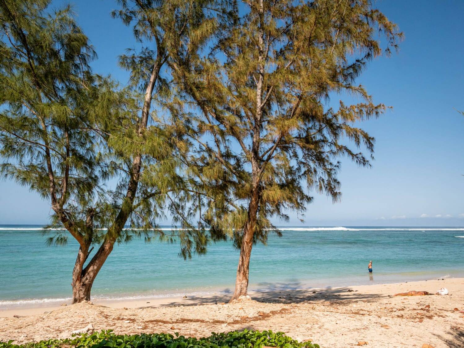 La plage de l'Hermitage et son lagon tôt le matin à l'ile de La Réunion 974