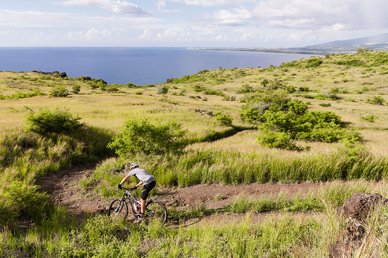 Descente VTT dans la savane du cap Lahoussaye à l'Ile de La Réunion 974