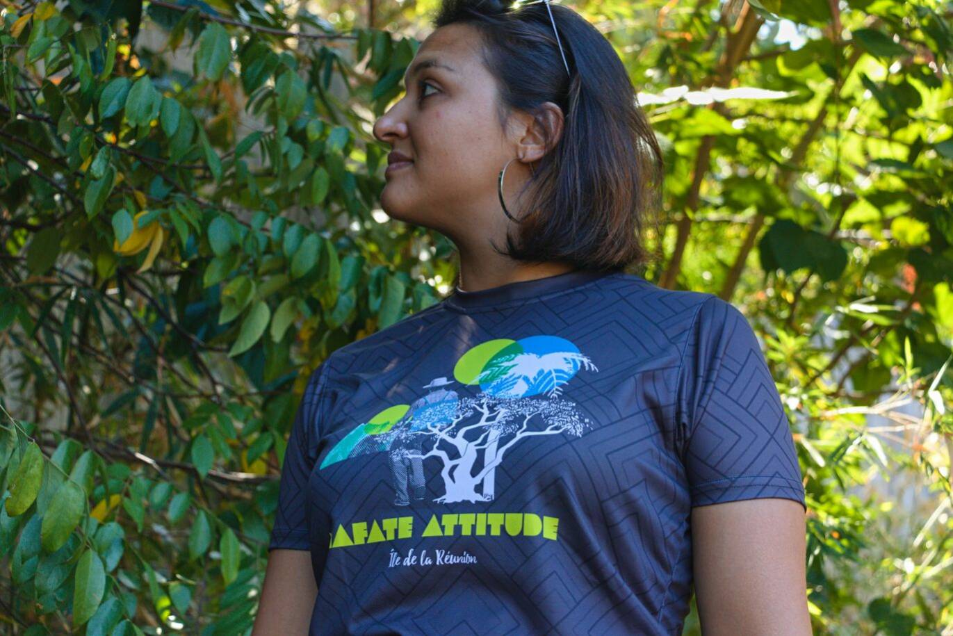 T-Shirt ENGAGÉ : respirant, technique Femme Mafate Attitude - Gris foncé