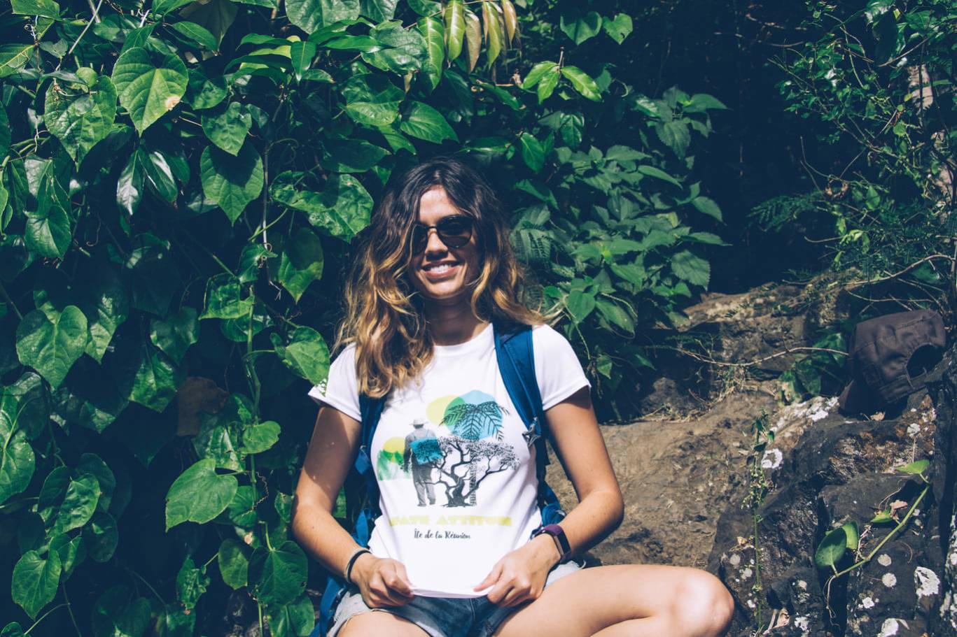 T-Shirt ENGAGÉ : respirant, technique Femme Mafate Attitude - Blanc