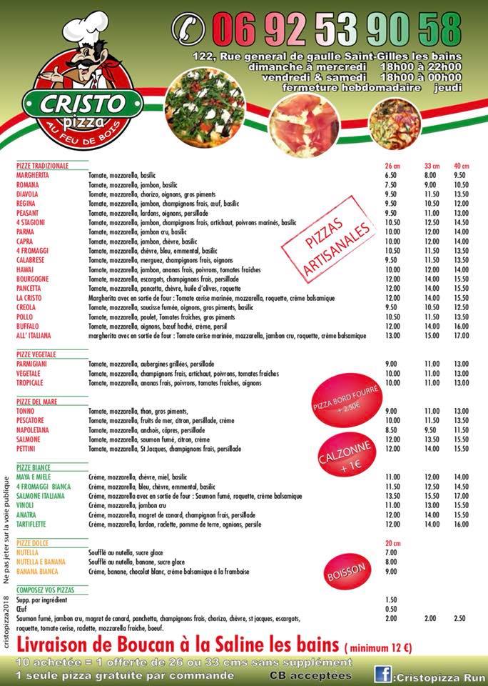 CRISTO PIZZA Pizzéria SaintGillesLesBains Office de Tourisme