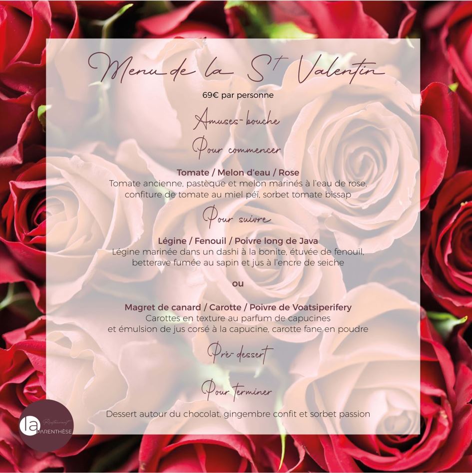 LE MENU DE LA SAINT-VALENTIN DE L'HÔTEL LATIUDE 21