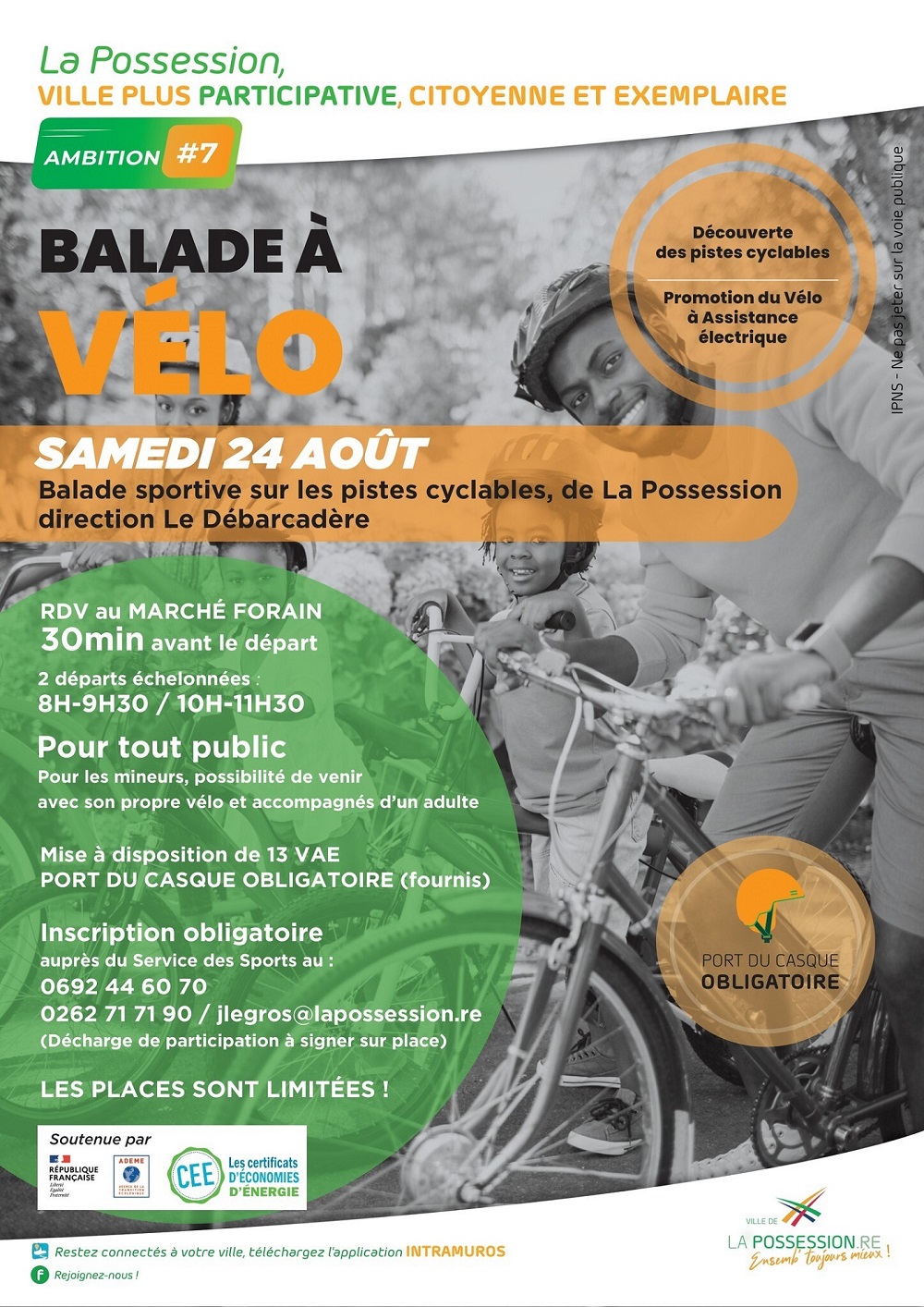 BALADE SPORTIVE À VÉLO SUR LES PISTES  CYCLABLES DE LA POSSESION