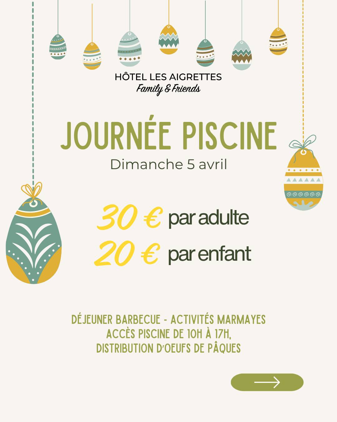 PAQUES A L'HOTEL LES AIGRETTES**