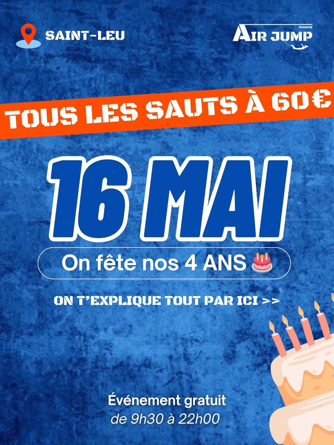 ANNIVERSAIRE DES 4 ANS AIR JUMP 974 A ST LEU